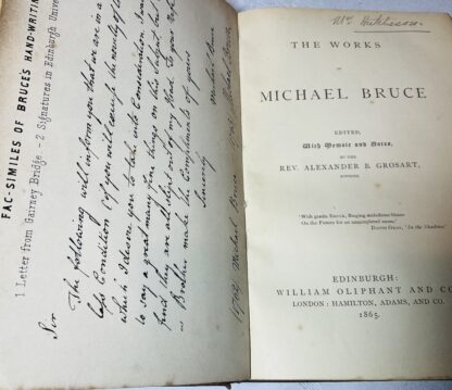 The Works of Michael Bruce. Edited, With Memoir and Notes, by the Rev. Alexander B. Grosart, Kinross. - Image 2