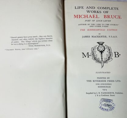 Life and Complete Works of Michael Bruce, Poet Of Loch Leven - Image 3