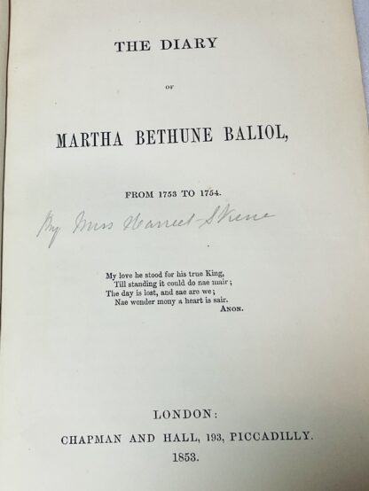 The Diary of Martha Bethune Baliol, From 1753 to 1754 - Image 2